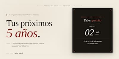 "Taller gratuito · Tus próximos 5 años"